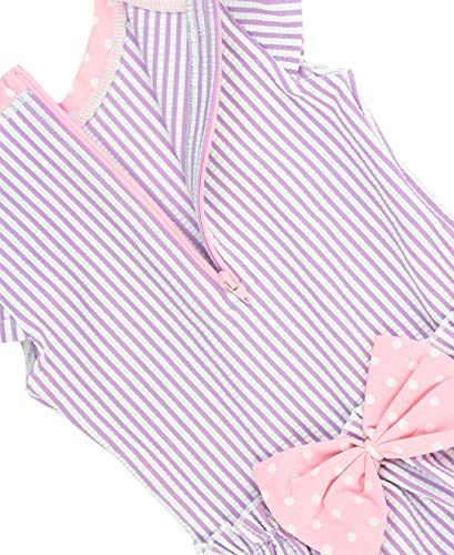 Rufflebutts Little Girls Peplum Skirt One Piece Rash Guard Swimsuit - Lilac Seersucker - 3T #TOP6