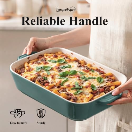 LarqeeWare Ceramic 9x13 Baking Dish, 4.5qt Casserole Dish, Deep Lasagna Pan by LarqeeWare - Used condition - Image 7
