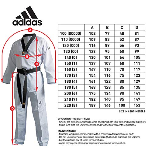 Adidas Taekwondo Eco Fighter Uniform Wt Approved 100% Polyester Ultralight - Black V-Neck - 190 (5) #TOP3