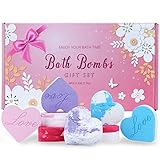 8 Pack Heart Shape Bath Bombs Gift Set, Natural and Organic Handmade Bath Bomb Gift Idea for Women T