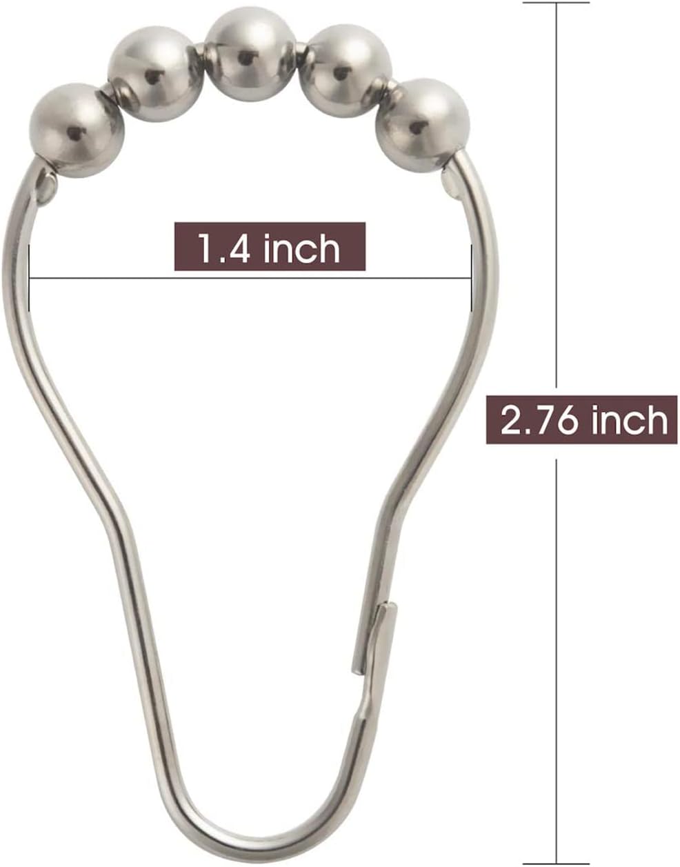 DadyMart Shower Curtain Rings, Rust Resistant Metal Shower Curtain Hooks, Set of 12 Hooks for Bathroom Shower Rods Curtains, Nickel