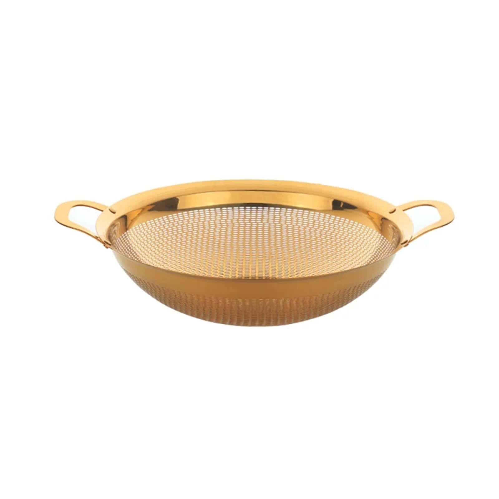 Colador De Arroz De Acero Inoxidable Escurridor de acero inoxidable coladores arroz colador fruta dorado filtro malla cesta verduras con mango herramienta cocina(Color4)
