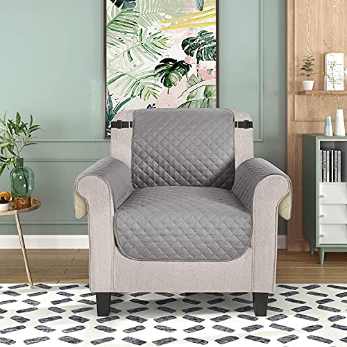 Image of TAOCOCO Armchair Cover Chair Slipcover for Dogs, Durable Pet Cover for Chair Sofa with Elastic Straps, Anti-Skid Washable Furniture Protector Cover for Living Room Armchair (22'' Small, Light Gray)