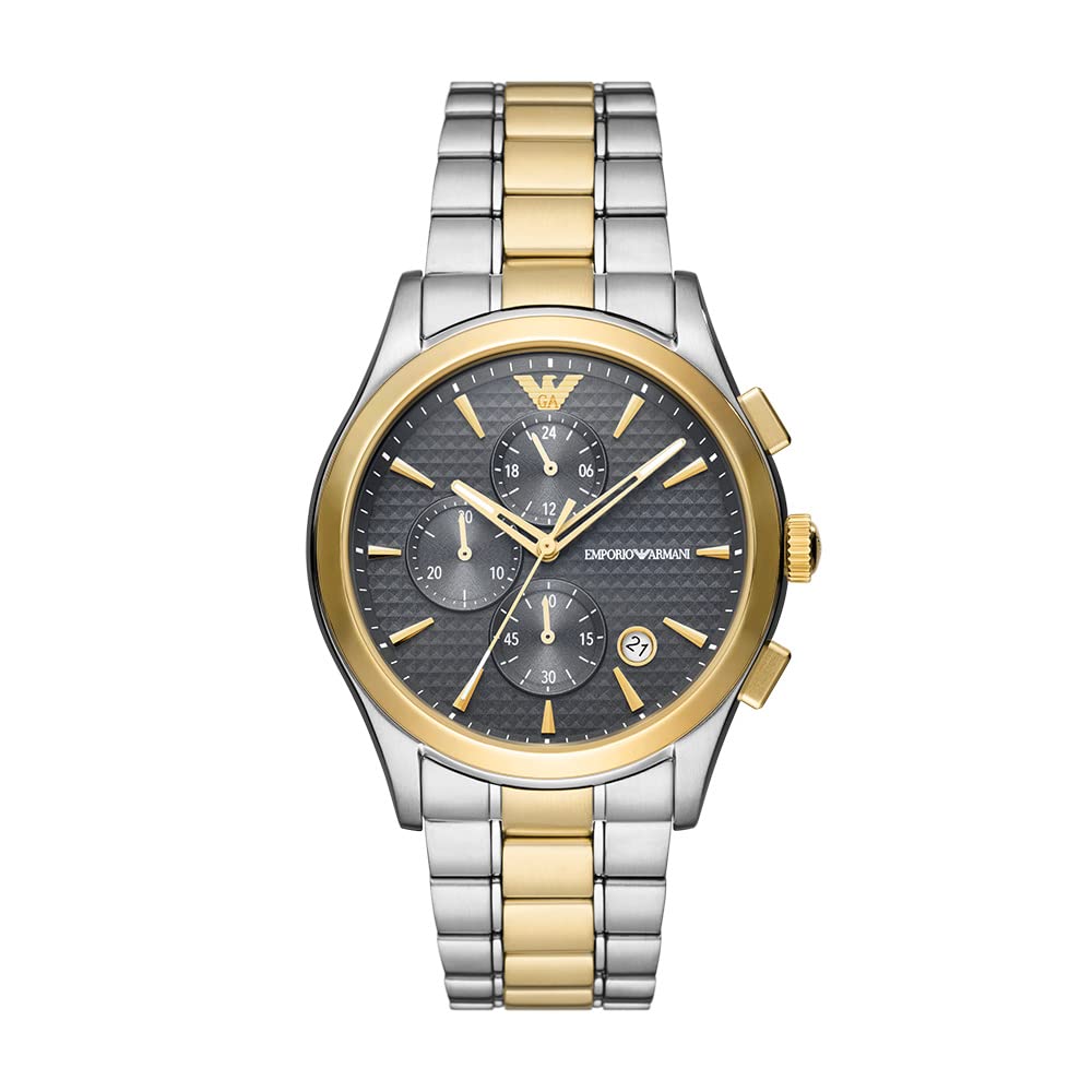 Men's Stainless Steel Chronograph Dress Watch with Steel or Leather Band