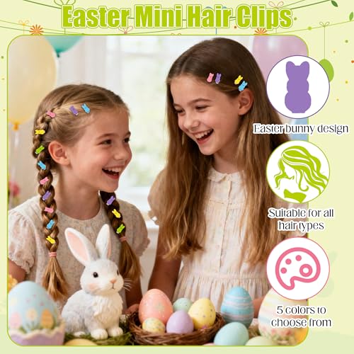 Pinzas para cabello mini con diseño de conejo de Pascua miniatura 4