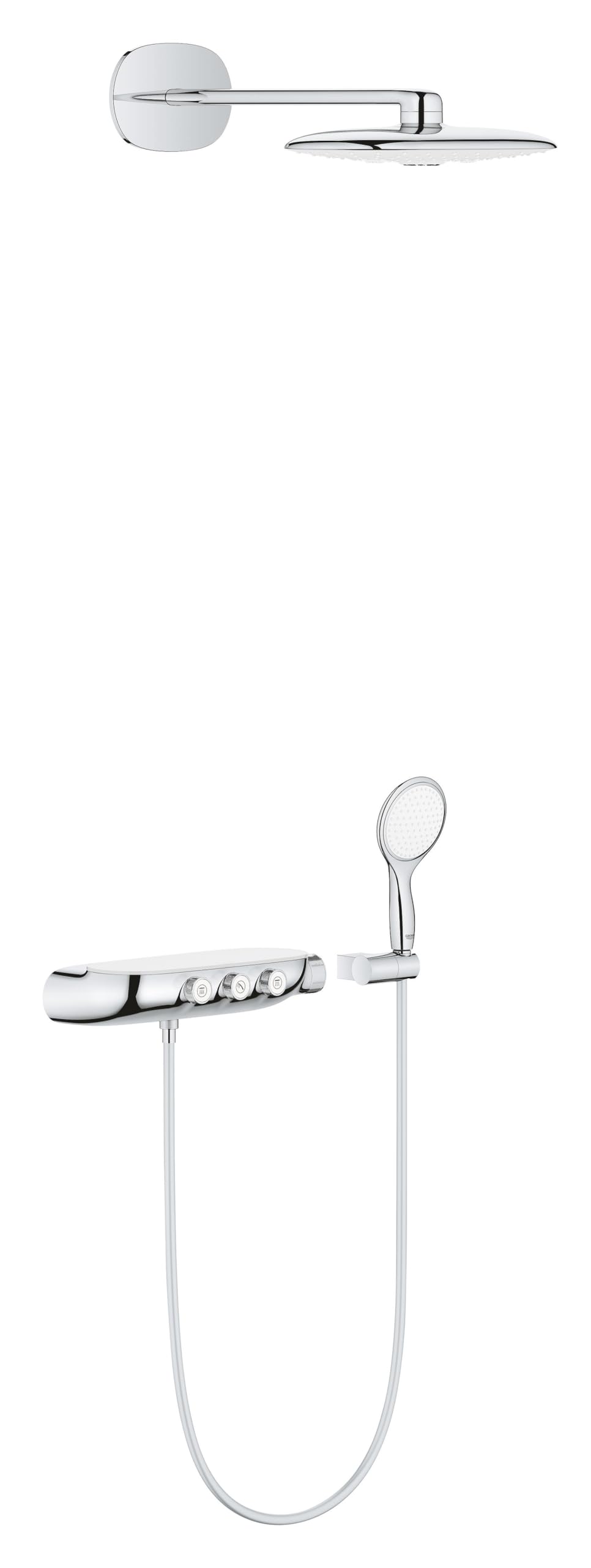 Grohe White Rainshower System Smart Control 360 Duo Combi Shower System - 26443000 Concealed Body Required?: Not Required, Finish: Moon