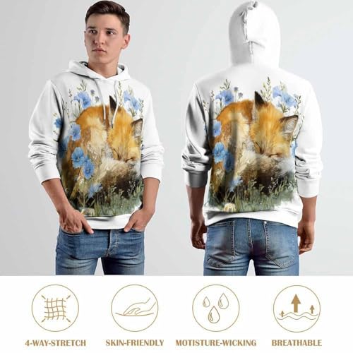 Sweatshirt a capuche manches longues renard pull pour homme décontracté - 6