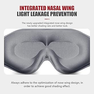 Fengxinzi Sleep Mask, 3D Deep Contoured Eye Covers for Sleeping, 99% Block Out Light Eye Mask, Zero Eye Pressure Cup Blindfold for Men Women, with Adjustable Strap for Sleeping, Yoga, Traveling (Grey)