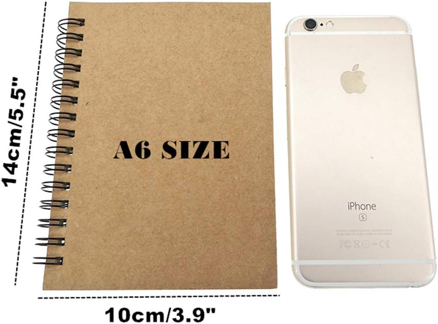 ALIMITOPIA Spiral Notebook Joural,Wirebound Sketch Book NotePad Diary Memo Planner,A6 Size & 60 sheets(4pcs,Blank Pages)