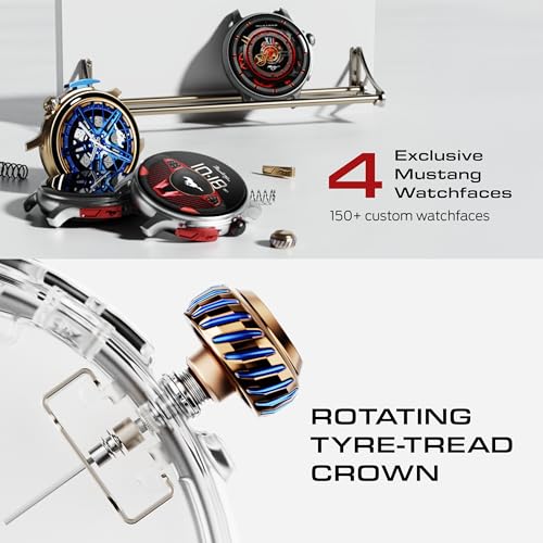 Image of GOBOULT Mustang Racer Smart Watch 1.43'' AMOLED Display, Rotating Bezel, BT Calling, 150+Watchfaces, 500 Nits Brightness, AI Voice Assistant, SpO2 Monitoring, 120+ Sports Mode (Apex Blue)