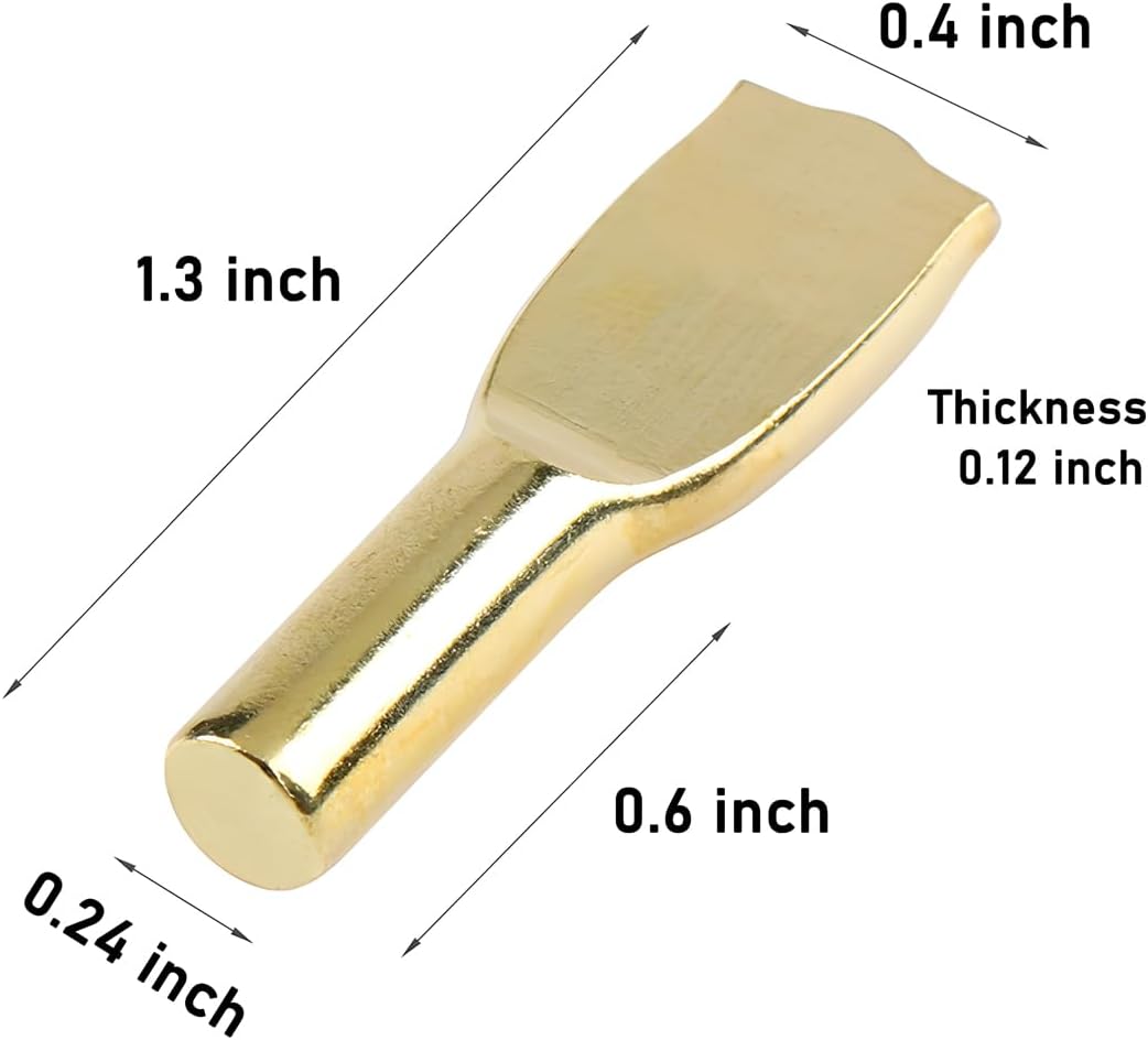 30PCS 1/4 Inch 6mm Shelf Pins Polished Brass Plated Gold Metal Shelf Support Stud Pegs Spoon Nickel Heavy Duty Pin for Kitchen Cabinet Furniture Shelves Bookcase Closet
