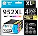 Smart Ink Re-Manufactured Ink Cartridge Replacement for HP 952 XL (BK/C/M/Y 4 Pack Combo) to use with OfficeJet 8702 OfficeJet Pro 7720 7740 8210 8216 8710 8715 8720 8725 8727 8728 8730 8732M 8740