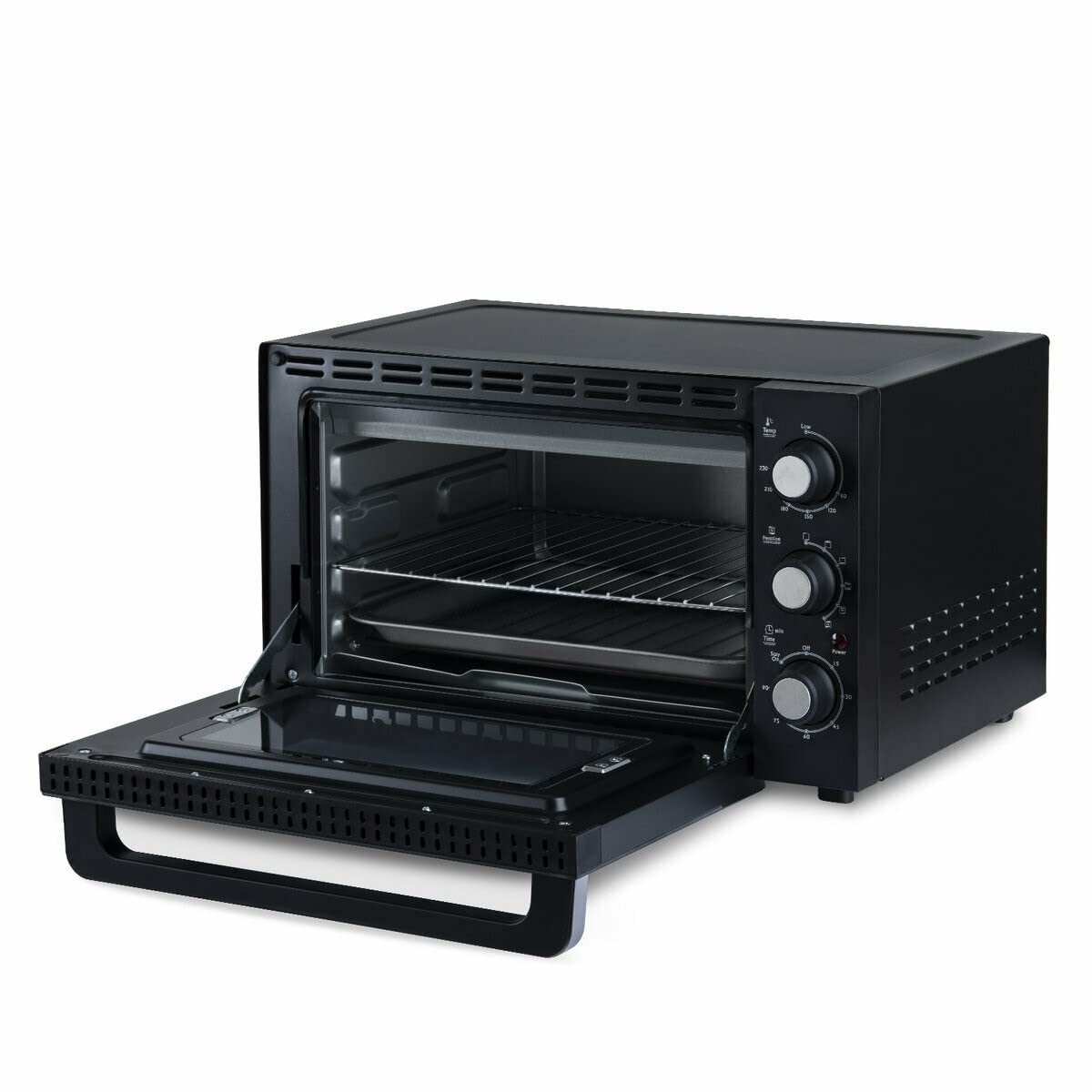 H.Koenig - forno elettrico FO30 da 30 l, multifunzione, potente, 1500 W, 6 modalità di cottura, 230°, timer in 60 min, porta vetro doppio vetro, piano cottura antiaderente