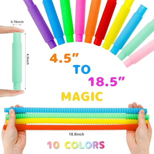 Pop Tubes Sensory Toys - 30 Pack Stretchy Fidget Toys with 10 Colors, Stress Relief Toys for Kids & Adults, Autism Sensory Tools, Party Favors, Classroom Prizes, Travel & Therapy - Image 4