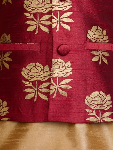 Image of JBN Creation Boys' Silk Blend Nehru Jacket || Banarasi Brocade Woven Jacquard Modi /Nehru Jacket || Ethnic Wear for Festivals, Weddings