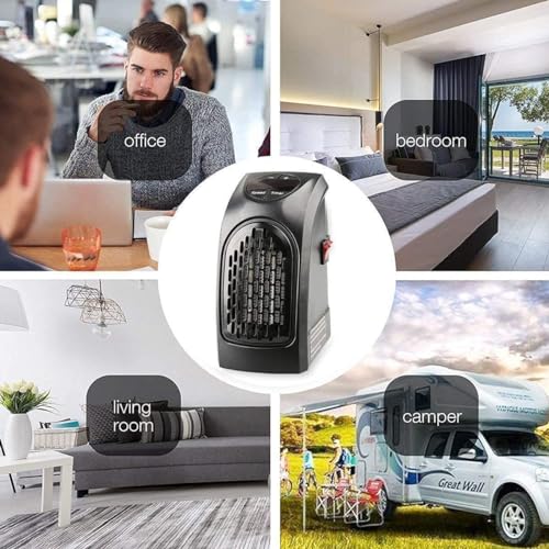 Image of Handy Wall Mounted Electric Convector Heater 400W | Silent Infrared Fan Room Heater | Energy Saving Portable Plug-in Heater for Bathroom, Bedroom, Office, Kitchen & Small Indoor Spaces (S2)