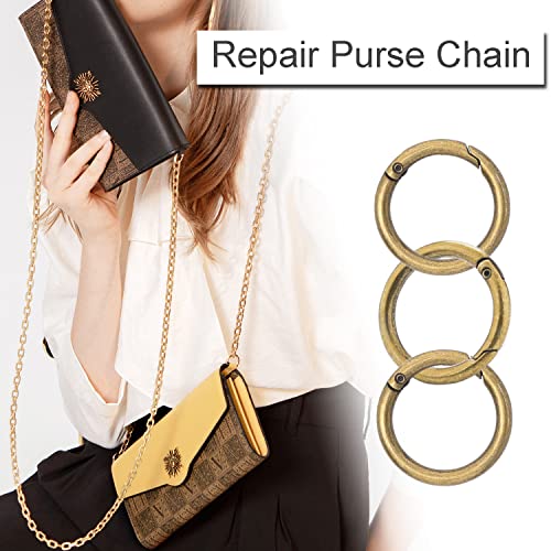 Image of 10Pack 1 Inch Metal Spring O Rings Clip Keychain, Round Carabiner Clips Keyrings Snap Hook Buckle, Purse Shoulder Bag Chain Rings Clip Replacement Paracord Keychain Lanyard Leather DIY Crafts (Bronze)