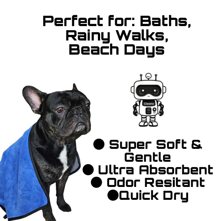 Micro Clean Pet Towels Pack of 2 – 600 GSM Microfiber Towels for Dogs & Cats | Soft, Quick-Dry, Odor-Resistant | Medium 40x60 cm | Ultra Absorbent Pet Bath Drying Towel for Grooming & Travel 2