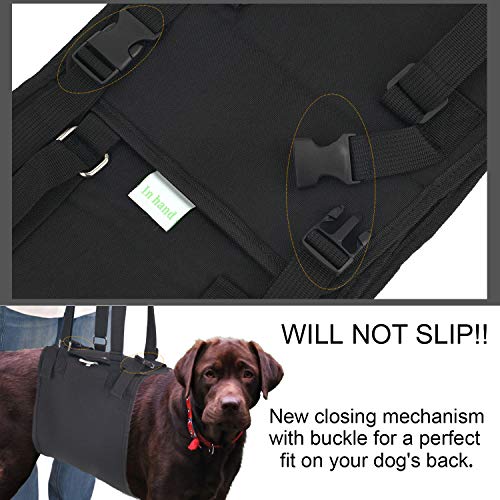 IN HAND Dog Support Harness, Dog Lift Harness with Adjustable Support Sling for Canine Aid, Helps Canine Arthritis, Rehabilitation, Poor Stability, Joint Injuries and Injured Dogs Walk