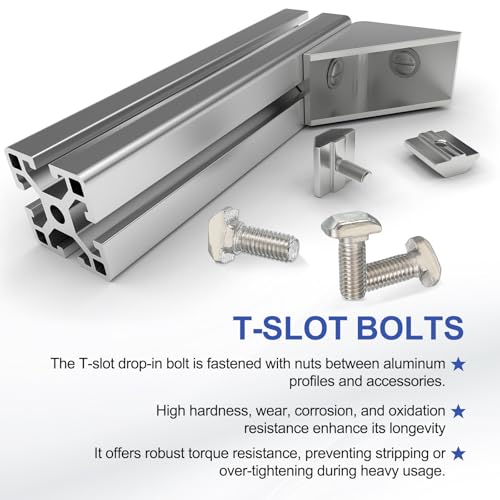 Image of PATIKIL M8 x 16 mm Thread T-Slot Bolts, 20 Pcs Drop-in Bolt Hammer Head T-Bolt Standard 8 mm Sliding Screw Stud for 30 Series Aluminum Extrusion Profile, Silver