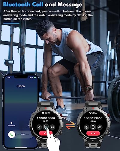 AVUMDA Smartwatch Herren mit Telefonfunktion 1,52 Zoll Militär Smart Watch mit Herzfrequenz,...