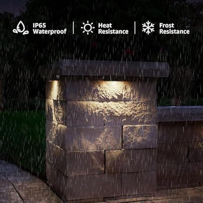 SUNVIE 12 Pack 4 Inch Retaining Wall Lights 3W LED Hardscape Lighting 12V AC/DC Low Voltage Landscape Lights Waterproof Outdoor Step Lights with Connectors 2700K Soft White LED Hardscape Paver Light