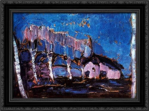 not identified 24x18 Black Ornate Wood Framed Canvas Art by Piet Mondrian