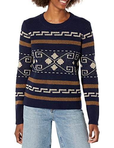 Pendleton Women's Westerley Crewneck Sweater, Navy/Brown, Sm #TOP23