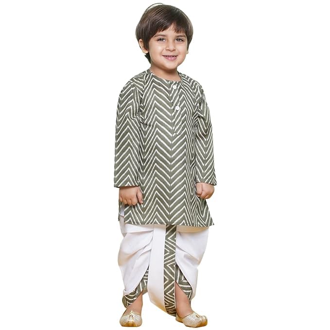 Image of AJ DEZINES Kids Ethnic Wear Pure Cotton Dhoti Kurta Set For Boys