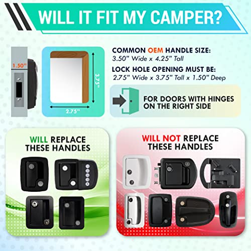 Latch.it Black Rv Door Latch | Rv Door Locks For Travel Trailers | Travel Trailer Door Latch | 100% Metal Camper Door Lock 4 Camper Keys | Trailer Door Lock Only Fits 2.75"X3.75" Door Lock Hole #TOP1