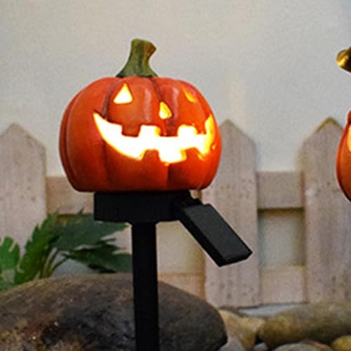 Miniatura 6 de Luces solares de calabaza para exteriores para decoración de fiesta de camino y patio, naranja, ABS, metal, luz decorativa de Halloween