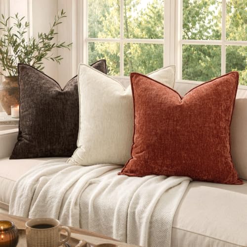 MIULEE Chenille Couch Pillow Covers Fall for Living Room 18x18 Dark Brown by MIULEE - Used condition - Image 3