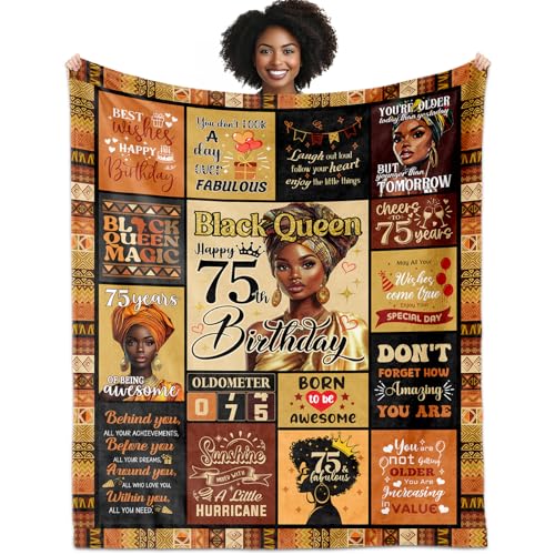 YDAISCU African American 75th Birthday Gifts for Women Blanket 60'X50', Encouragement...