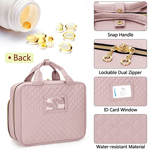Image of Damero Pill Bottle Organizer Bag, Travel Medicine Bag Organizer, Misty Rose | Medicine Organizer and Storage for Pills, Vitamin, Fish Oil, Medical Supplements for Women and Men