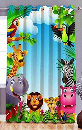 FRESH FROM LOOM Polyester Digital Prints Curtain, Window - 5 Feet, Multicolour, 1 Piece