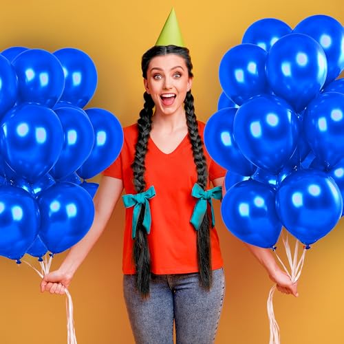Image of Party Propz Blue Balloons For Decoration - 25 Pcs Blue Balloons For Birthday Decoration | birthday Decoration | blue birthday Decoration Kit | Metallic Balloons For Decoration (Latex)