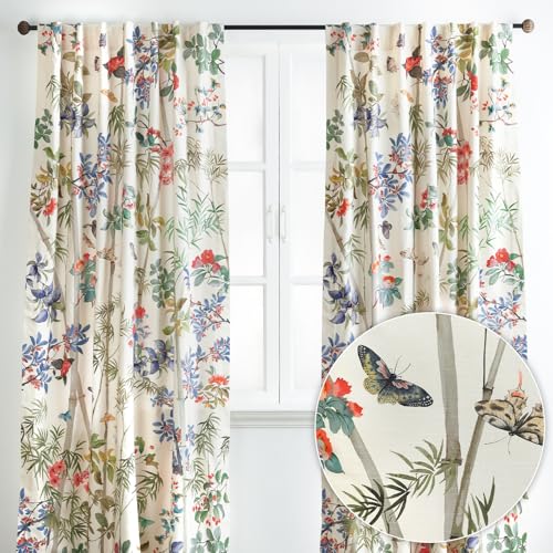 Image of Maison d' Hermine Curtains for Living Room 100% Cotton 50 inchx108 inch (Pack of 2) | 108 inches long Light Filtering Curtains for Windows Bedroom with Rod and Loop Pockets - Canne - Light Beige