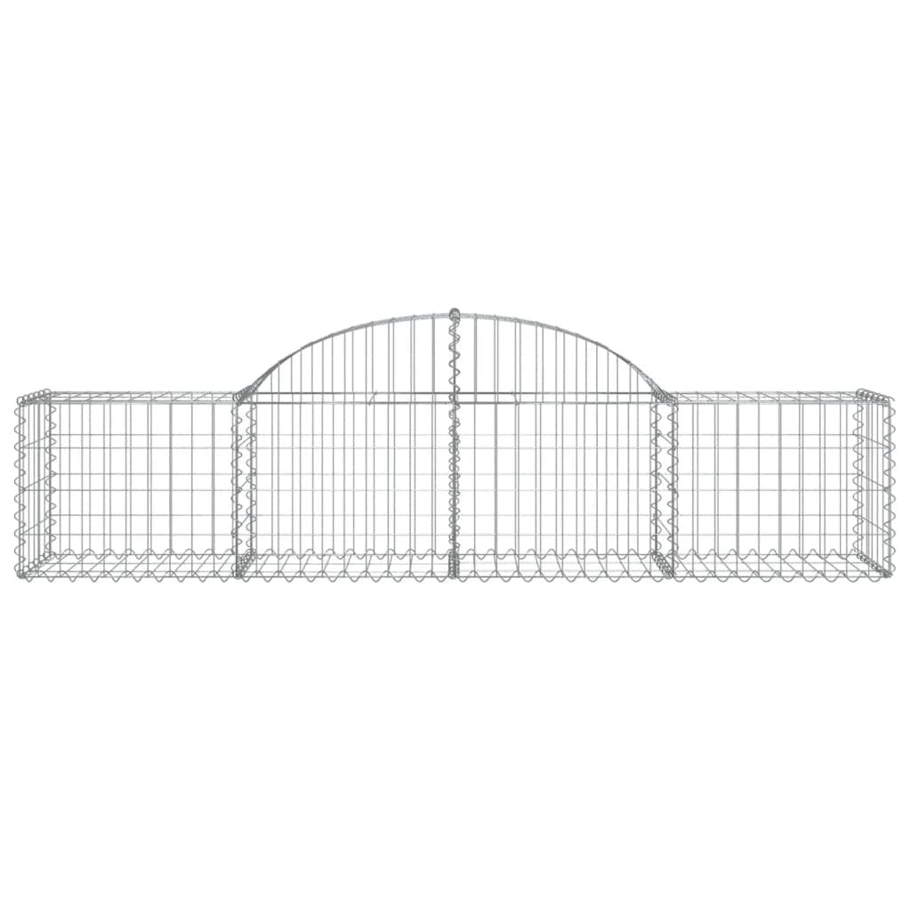 Gaviones con arco alto, 200 x 50 x 40/60 cm, hierro galvanizado, 20 unidades | Cestas de piedra resistentes para exteriores. La barrera decorativa y acústica de jardín para terraza y patio trasero.