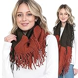 BASICO Warm Knit Scarfs for Women Winter Infinity Scarf Khaki Orange Circle Loop Scarves