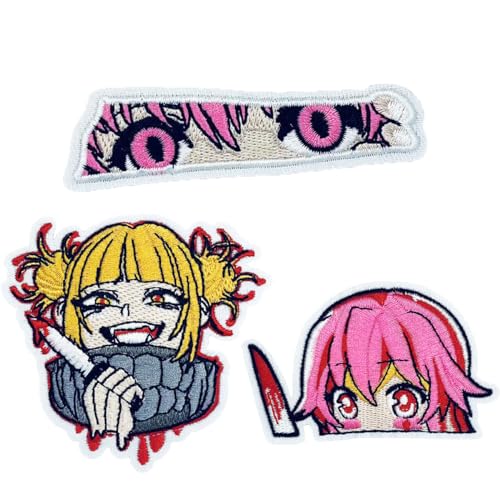 DEZARO 3Pcs Japanese Cartoon Characters Logo Iron On Sew On Embroidered Patch for Jackets Backpacks Jeans and Clothes Badge Applique Sign Decal, D240125-rimankatong, colourful
