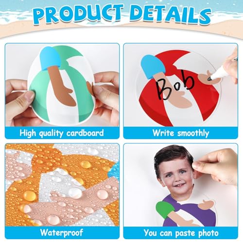 Image of gisgfim 80Pcs Summer Cutouts Beach Ball Decorations Bulletin Board Pool Ball Paper Cut-Outs Classroom Decor for DIY Craft Photo Wall Hawaiian Beach Pool Kindergarten Preschool Party Favor Supply