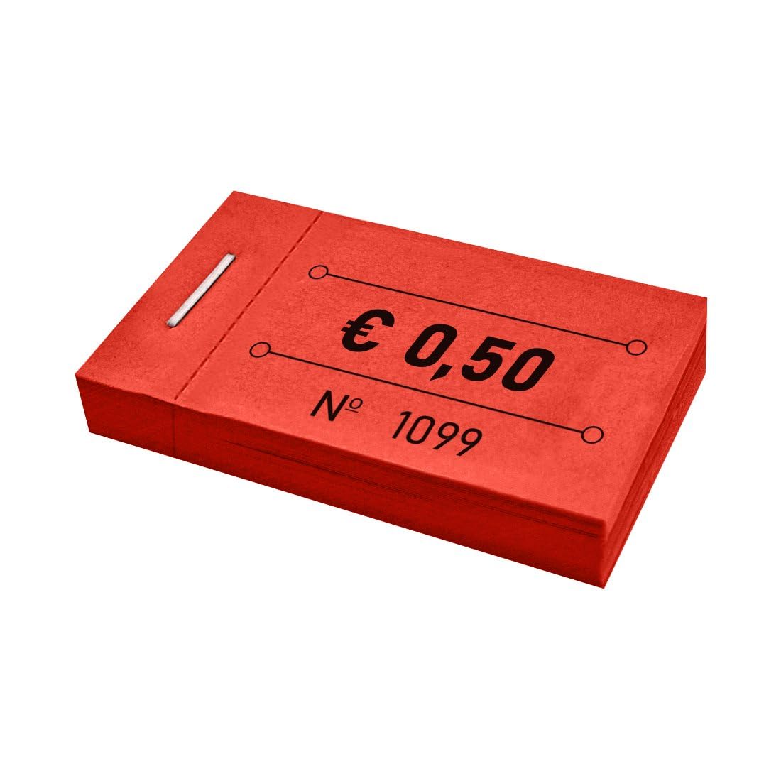 CombiCraft carnet de tickets 0,50 € en rouge, 250 tickets, avec numérotation, 50 x 30 mm, faciles à déchirer, pour tout type d'événement