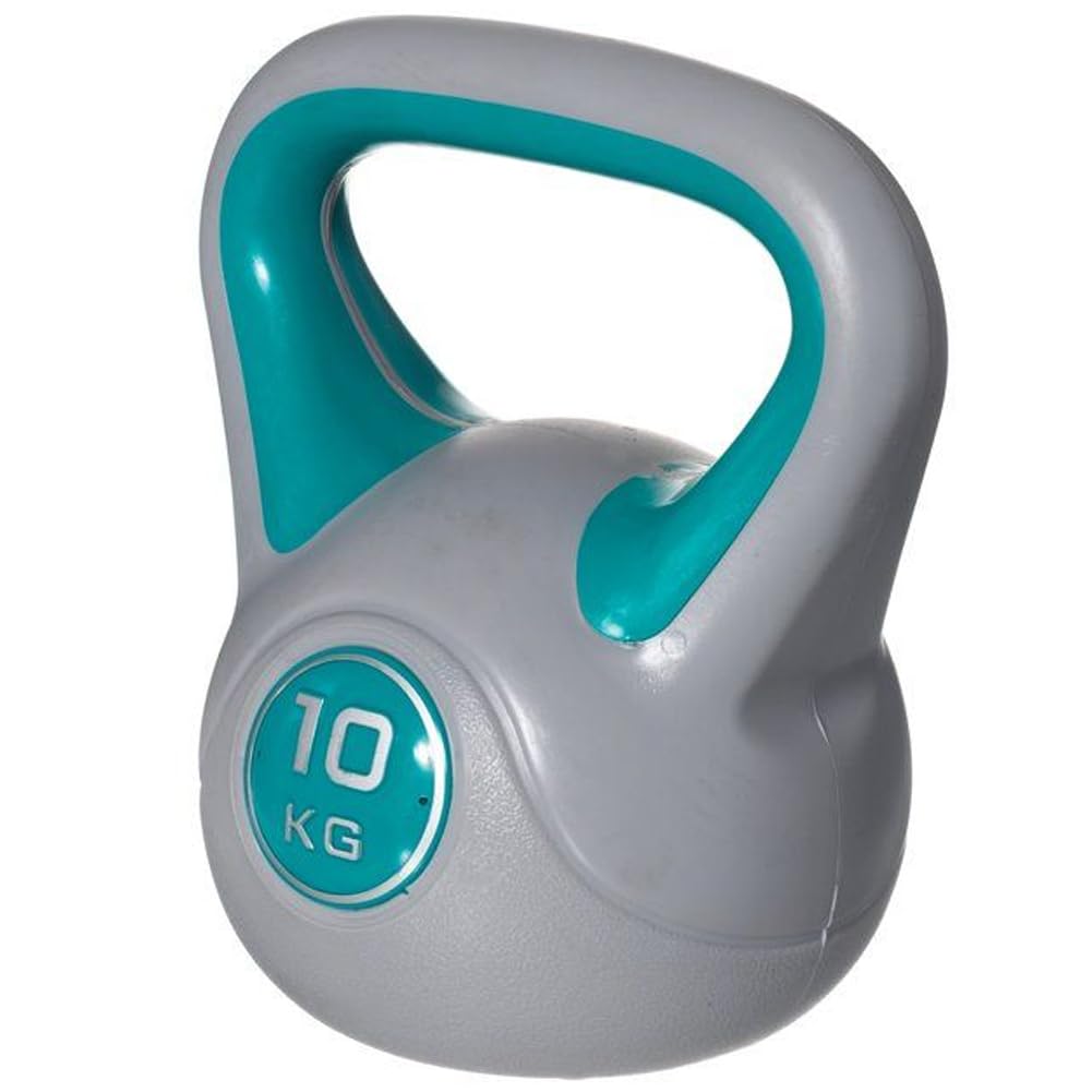 BAKAJI Kettlebell in Ghisa per Palestra e Riempimento Cemento, Fitness, Riabilitazione, Esercizio, Allenamento Forza, Impugnatura Ergonomica Anti-Scivolamento, Fondo Piatto (10, Chilogrammi)