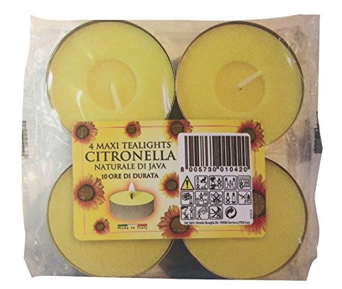 2 X CANDLES MAXI TEALIGHTS CITRONELLA,10HR Pack of 4