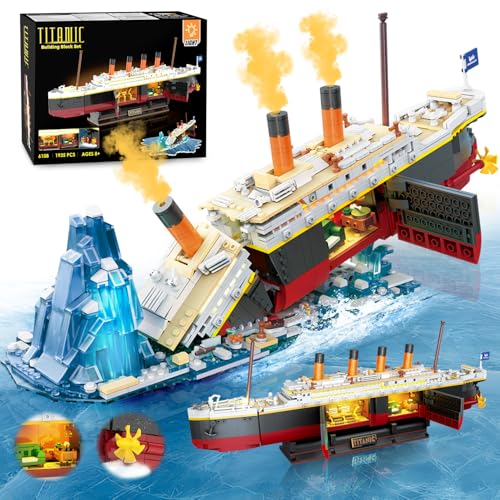 PLAXSOON 2-in-1 Titanic Bauspielzeug mit Licht, 1935Stück Titanic Schiff...