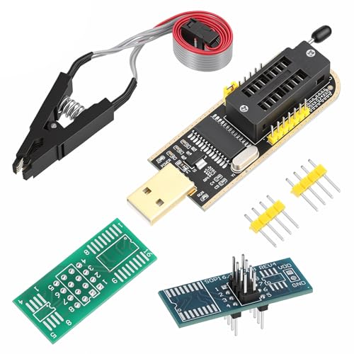 1 Set Ch341A Programmer SOIC8 SOP8 Flash Chip EEPROM Programmer USB BIOS Programmers Module SB Programmers+SOP8 Clip+Adapter for 24 25 Series Flash