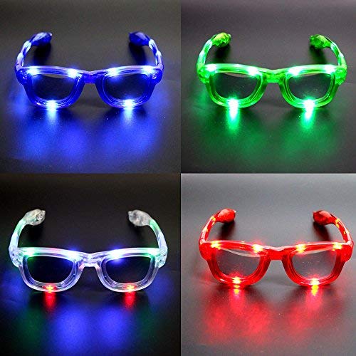 Atcket (Conjunto de 4 Varios Colores LED de GL?Ser, LED de sombra, LED Intermitente de gafas de sol F ¨ ¹ r Rave de fiesta