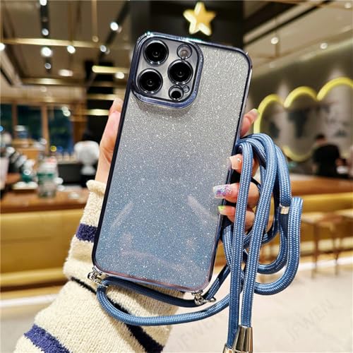 Coque iPhone 14 Plus avec lanière bleu en silicone TPU antichoc