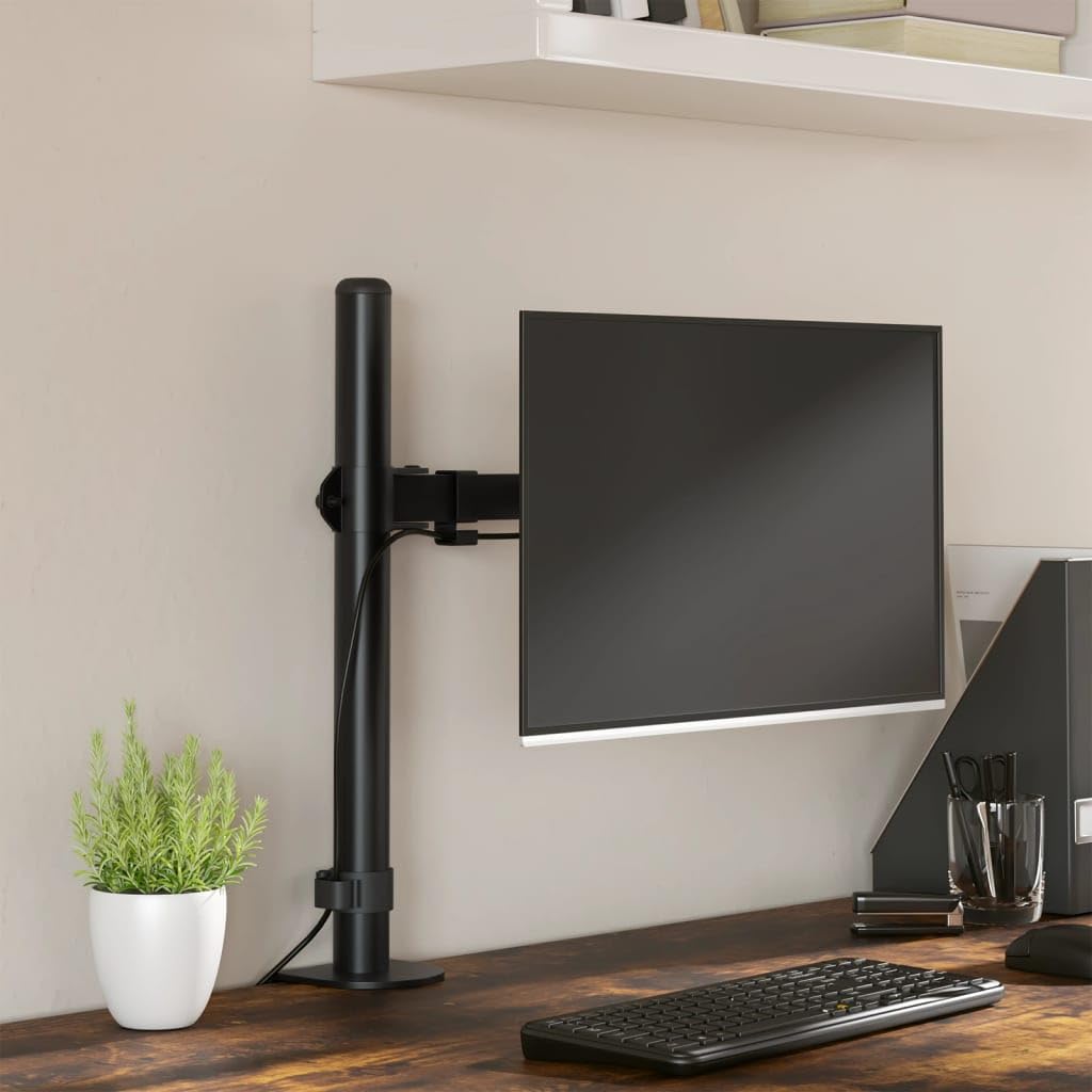 Supporto per monitor in acciaio nero, VESA 75/100 mm, regolabile, con inclinazione, braccio girevole, rotazione, estensibile, per monitor a schermo piatto, TV, ufficio, gaming, soggiorno