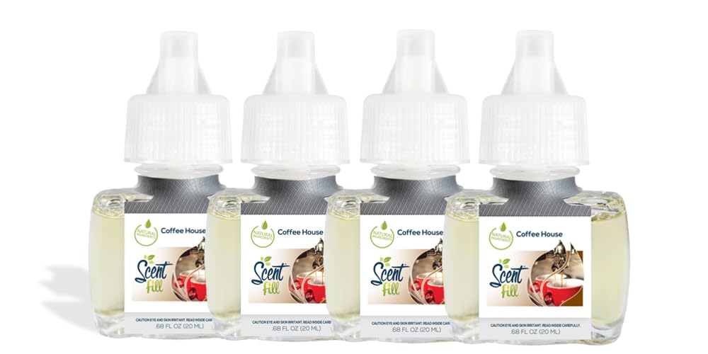 Scent Fill Coffee House Plug in Air Freshener, 4 Scented Oil Refills